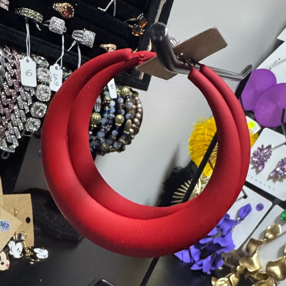 Jewelry - Bold Red Hoop Earrings